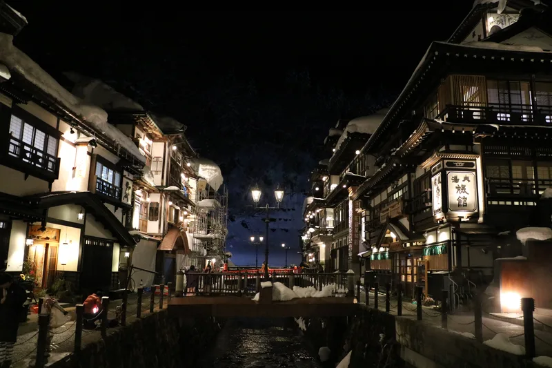 Ginzan Onsen at night, Yamagata Prefecture, Japan